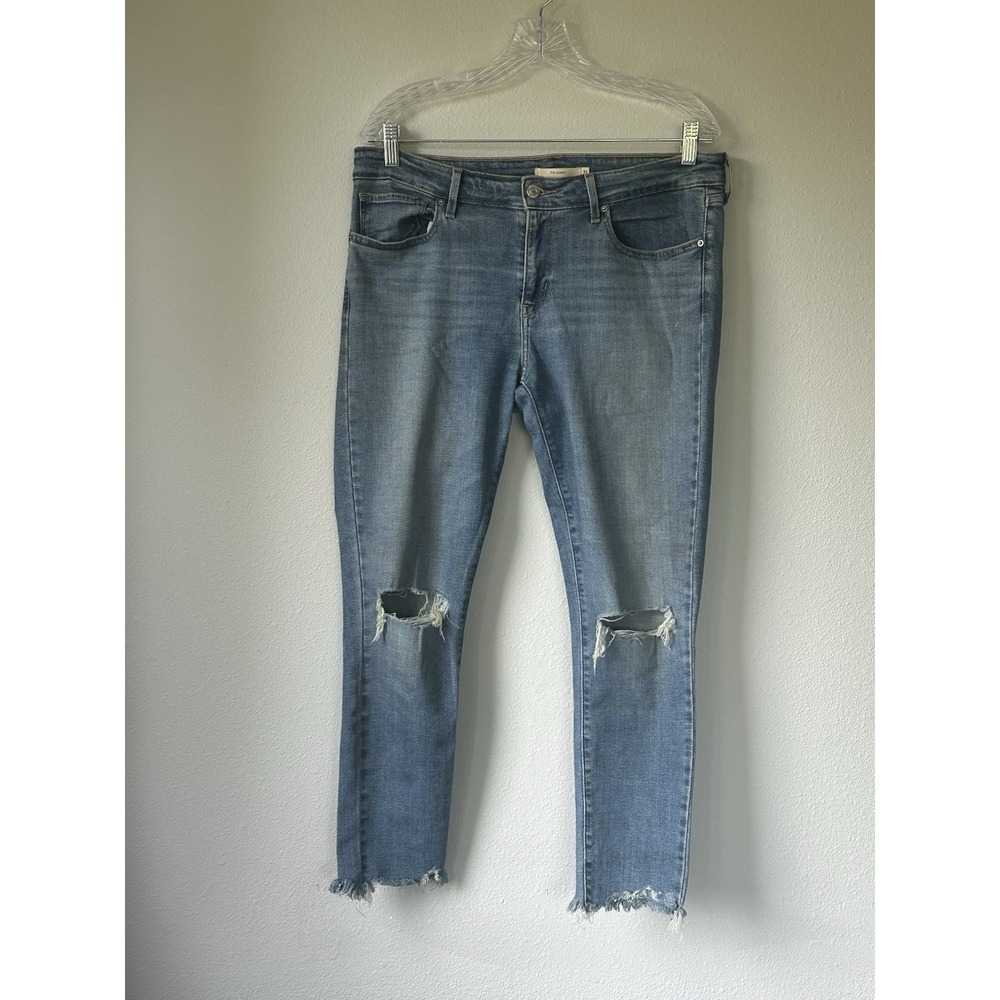 Levi's 711 Skinny Ankle Women's Jeans Size 31 Mid Rise Distressed Stretch Denim